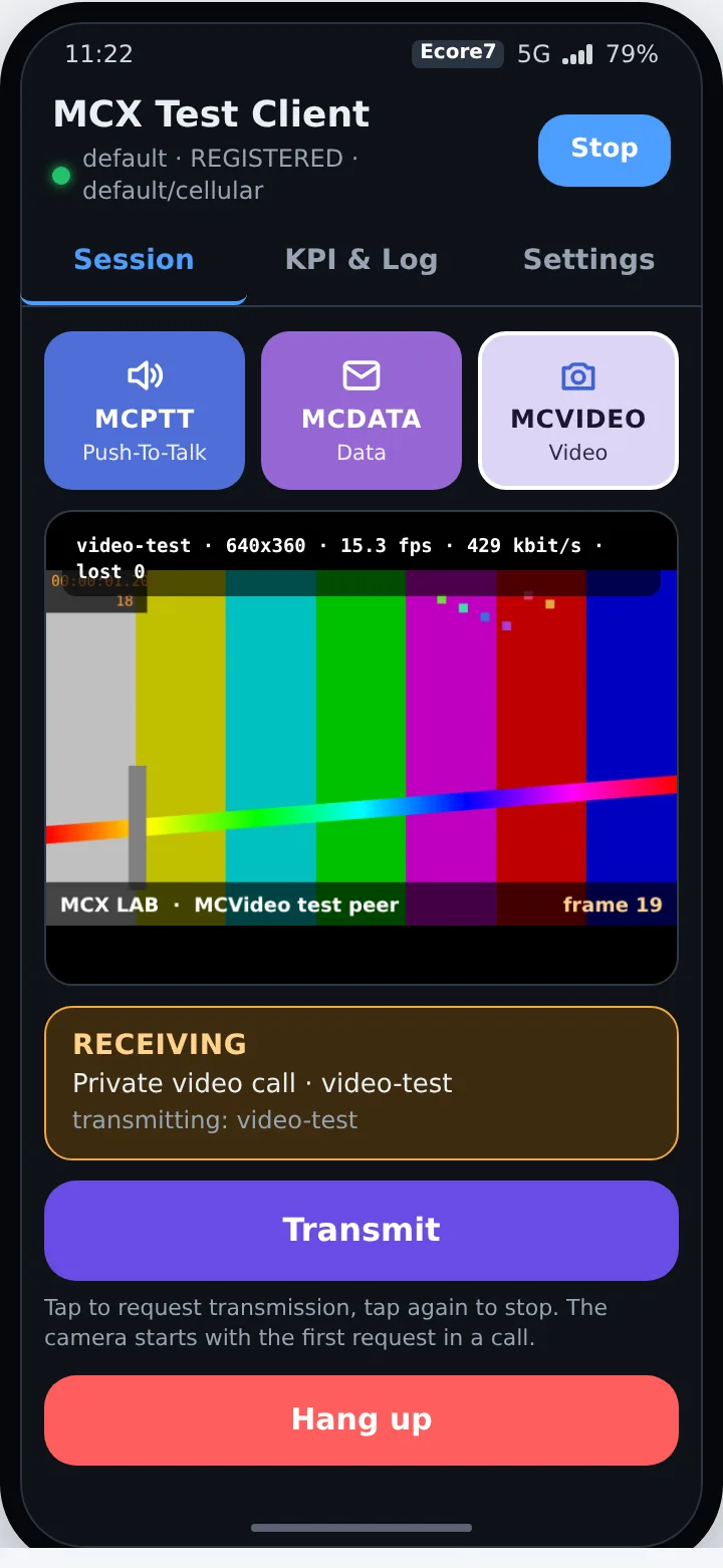MCVideo call in the app